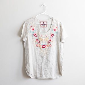 Johnny Was Floral Embroidered SS Top | S